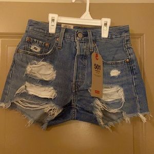 Levi’s 501 Jean Shorts High Rise Distressed
